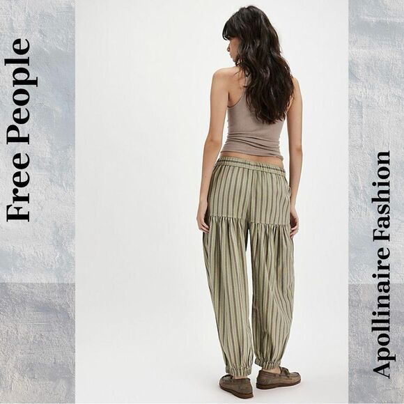 FREE PEOPLE ELLIE STRIPPED PULL ON PANTS MINT COMBO MEDIUM NEW - Picture 3 of 8